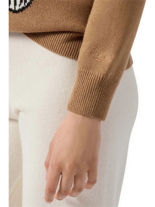 Maglione donna New Queen cammello con jacquard Snoopy MC2 Saint Barth | NEW QUEEN - SNOOPY WAITING SNOW19 EMB